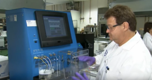 a Boeing researcher testing biofuels