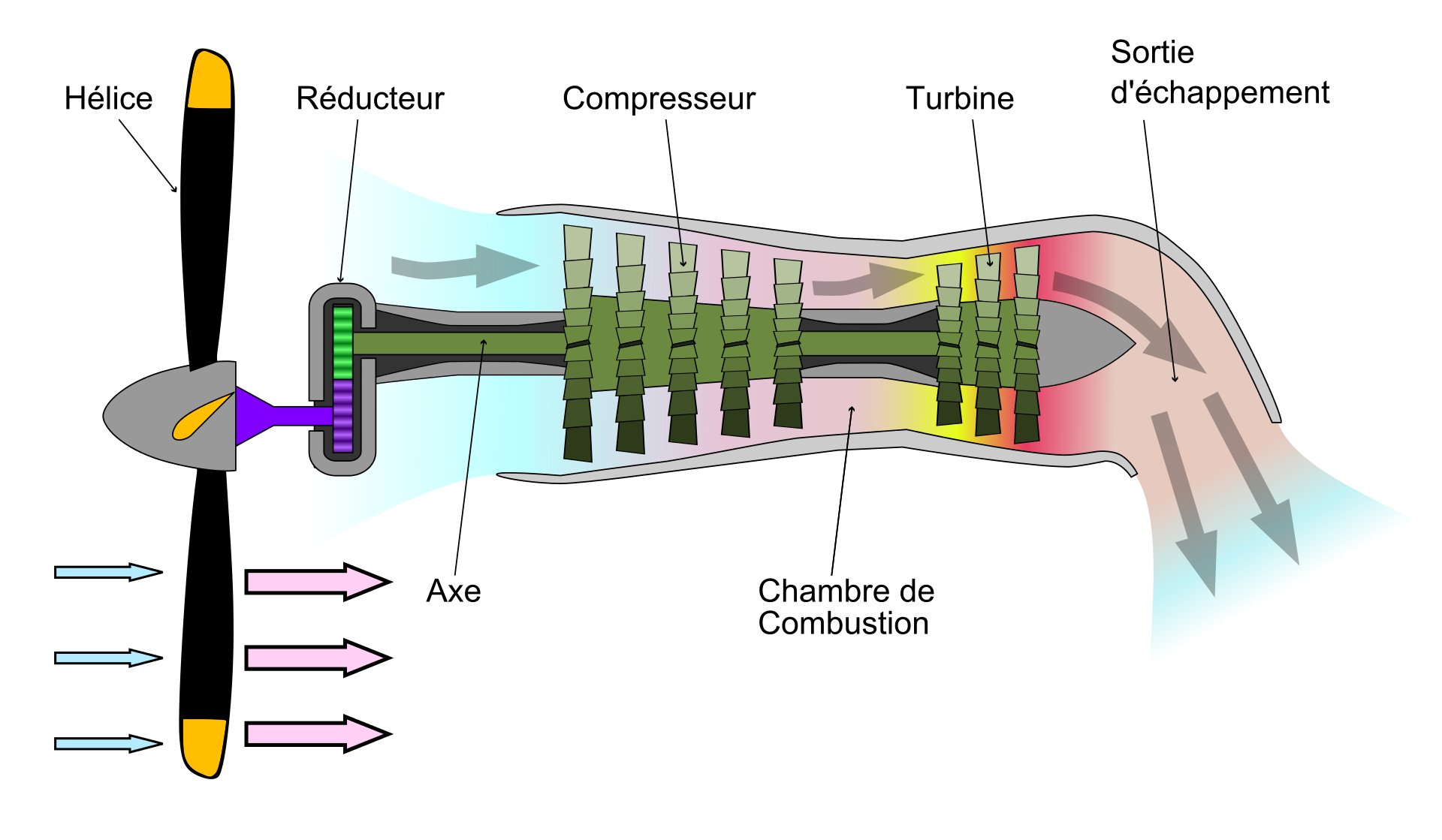 fonctionnement du turbopropulseur avec hélice