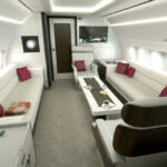 Airbus ACJ319 peut transporter huit personnes et a la cabine plus haute et large des tous les jets privés intercontinentaux