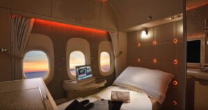 First class Emirates airlines bed